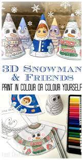 Top 25 christmas coloring pages for preschoolers: 3d Christmas Coloring 3d Snowman Friends Red Ted Art Make Crafting With Kids Easy Fun