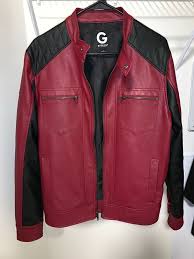 G By Guess Men S Red Black Faux Leather Full Zip Jacket Size Men S S Fashion Clothing Shoes Accessories Me Jackets Zip Jackets Leather Jacket Black