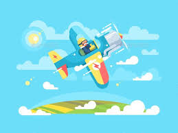 Pilot Flying On Airplane Plane And Pilot Cartoon Airplane Illustration