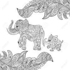 Supercoloring.com is a super fun for all ages: Vector Monochrome Hand Drawn Zentagle Illustration Of An Elephant And Baby Elephant Coloring Page With High Details Isolated On White Background Boho Style Royalty Free Cliparts Vectors And Stock Illustration Image 54623858