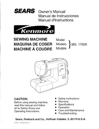 Remove the rear cover clearing the presser foot lifter from. Sears Kenmore 385 17626 Owner S Manual Manualzz