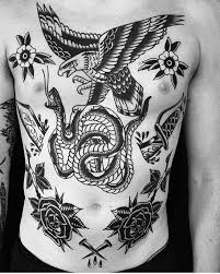 Black And White Eagle Chest Tattoo Fullfrontal Torsotattoo By Mitchxlovetattoo Blacktoptattooing Artist Blacktoptattooing Traditional Tattoo Art Chest Piece Tattoos Tribal Sleeve Tattoos
