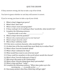 Quiz The Groom Questions Before The Bachelorette Part We Asked The Groom All Of These Questions Then The Bride Ha Wedding Quiz Bachelorette Party Fiance Quiz