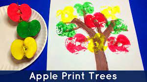 Apple Print Trees Preschool And Kindergarten Art Project Preschool Art Activities Apple Art Projects Kindergarten Art Projects