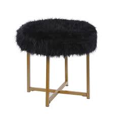 17.75 inch stool seat height. Homepop Round Faux Fur Stool With Metal Base Black Buy Online In Angola At Angola Desertcart Com Productid 98076279
