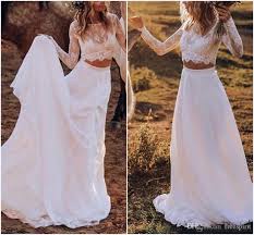 Two piece wedding dress summer beach halter backless bohemian boho bridal gowns. Wedding 2 Piece