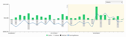 graph and table showing cash inflows and outflows forecast