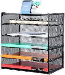 That way you can find what you need and get back to work (so there's more time to do what you want). Amazon Com Samstar Letter Tray Paper Organizer Mesh Desk File Organizer With 5 Tier Shelves And Sorter Black Kitchen Dining