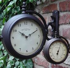 Compare easy to read analog wall clocks, clocks with humidity and temperature gauges, clocks with arabic or roman numerals, clock and thermometer sets, time and temperature centers and more. Outdoor Clocks By Dans Clocks Outdoor Clock Garden Clocks Outdoor Wall Clocks