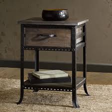 Industrial Accent Table End Bed Side Nightstand Rustic Distressed Metal Wood End Tables With Drawers Rustic End Tables Sofa End Tables