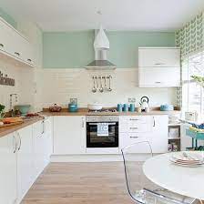 Traditional Kitchen With Pastel Green Walls Decorating Ideal Home Kitchen Design Kitchen Remodel Home Kitchens
