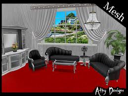 Christmas home tour living room with blue white and gold. Second Life Marketplace Mesh Black Victorian Silver Living Room Furniture Antique Baroque Gothic