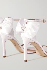 Our signature nudistsong stilettos have a subtle new look: White Nudistsong Bow Detailed Satin Sandals Stuart Weitzman Net A Porter