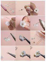 crocheted flower planner clip tutorial かぎ針編みのイヤリング つまみ細工 ピアス かぎ針編みのブローチ
