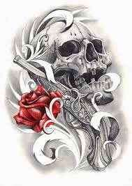 Tete de mort a colorier etre furieux orgueilleux unique et anticonformiste ce sont les raisons pour lesquelles vous etes ici sur detetedemortonline. Dessin Tatouage Tete De Mort Rose Et Pistolet Dessin Tatouage Tatouage Idees De Tatouages