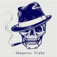 Pack of cigarettes with a skull icon, isolated on blue background. Sketch Of Gangster Skull Vector With Hat And Cigarette Royalty Free Cliparts Vectors And Stock Illustration Image 62625827