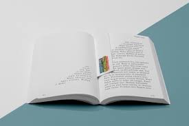 The size of the mockup is 4500×3000 px. Free Psd High Angle Bookmark And Open Book Mock Up