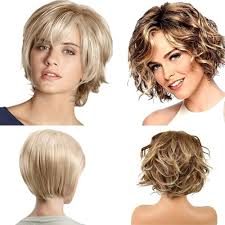 Short curly hairstyles with highlights. Amazon Com Topwigy Short Curly Blonde Wigs For White Women Highlight Ombre Mixed Brown Blonde Wig Ombre Brown To Blonde Curly Hair Wigs Beauty Personal Care