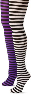 Black And White Striped Tights Plus Size Music Legs Women S Plus Size 2 Pack Opaque Striped Tights Black White Black Purple One Size Striped Tights Plus Size Tights Music Legs
