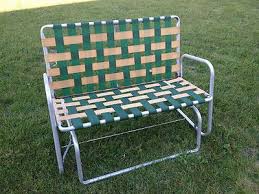 Vtg Aluminum Webbed Patio Lawn Porch Rocker Glider Double Chair Love Seat Porch Rocker Lawn Chairs Deck Chairs