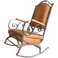 19th Century Wrought Iron And Leather Rocking Chair Rocking Chair Wrought Iron Wrought