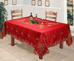 Creative Linens Holiday Christmas Tablecloth 70x90 With 8 Napkins Embroidered Bell Ornament Christmas Table Cloth Christmas Placemats Christmas Ornaments Sale