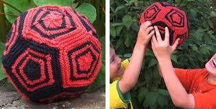 This poke ball inspired design is a fun quick knit softie for kids and pets. Doddy Knitted Geometric Ball Free Knitting Pattern
