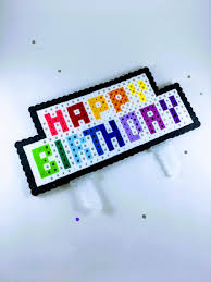Rainbow Happy Birthday Cake Topper Happy Birthday Birthday Etsy In 2020 Diy Perler Beads Easy Perler Bead Patterns Happy Birthday Cake Topper