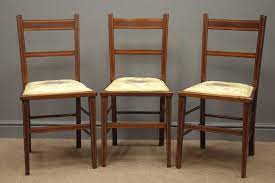 As an architectural style, 'edwardian' refers to the period 1900 to 1918, also the federation era in australia. Set Three Edwardian Style Inlaid Mahogany Bedroom Chairs Upholstered Seat With Floral Pattern Square Tapering Supports Joined By Stretchers Antiques Interiors