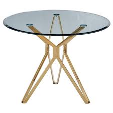 Artisan Furniture Liesl 39 Round Glass Dining Table With Gold Chrome Base Walmart Com In 2020 Glass Round Dining Table Glass Dining Table Artisan Furniture