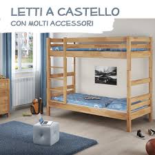 Vendo letto a castello con tre letti, scaletta composta da cassetti e comparti. Italiano