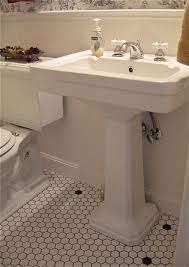 Vintage Pedestal Sink Combined With Mirror And Small Chair Treetopflight Com Shop wayfair for all the best pedestal small bathroom sinks.
