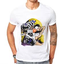 Fashion Funny T Shirt Homme Coton Mens T Shirt Fashion White Short Sleeve O Neck Tops Mario Tshirt Wario Cartoon Print Tees T Shirts Aliexpress