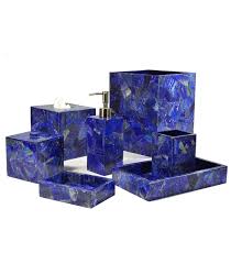 (115) see lower price in cart. Lapis Lazuli Blue Gemstone Luxury Bathroom Vanity Accessories Set Sale