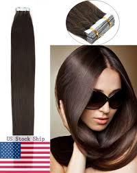 Details About 7a Seamless Tape In Skin Weft Brazilian Remy Human Hair Extensions Dark Brown