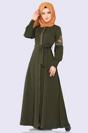 Modaselvim Ferace Nakis Detay Kemerli Ferace 8859w153 Haki Model Pakaian Muslim Gaun Gadis Kecil Model Pakaian
