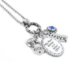 My Heart Belongs To A Police Officer Necklace Awareness Jewelry Awareness Ribbon Jewelry Cancer Awareness Jewelry