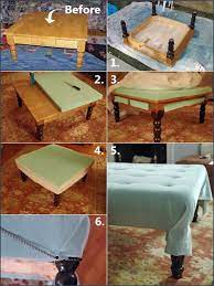 It's a very simple hack: How To Make An Ottoman Out Of A Coffee Table Used Ralph Lauren Galvanized In Eggshell 2 Coats Then Sealed For Diy Home Decor Furniture Diy Diy Furniture