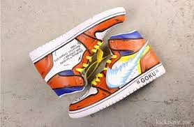 Кроссовки air jordan 1 retro high. Custom Air Jordan 1 Son Goku Dragon Ball Z Air Jordans Naruto Shoes Nike Air Jordan Shoes