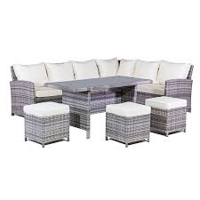 In aluminium, teak, wood, rattan or polyrattan, you will find that an outdoor sofa set is a great way to bring the comfort that you are used to having inside your home to the outside.for your garden or balcony, alice's garden offers you quality garden furniture at the best price. Mmt Rattan Garden Furniture L Shaped Dining Corner Set 8 Seater Long Left Hand Sided 2 5