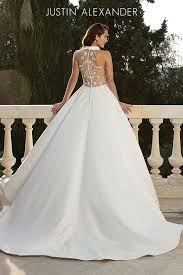 Style 88072 Halter Neckline Satin Ball Gown With Beaded Back Detail Justin Alexander Wedding Dress Ball Gowns Wedding Justin Alexander Wedding