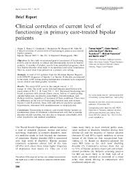 Pdf Clinical Correlates Of Current Level Of Functioning In
