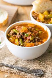 Hamburger Soup Is A Quick And Easy Meal Loaded With Vegetables Lean Beef Diced Tomatoes And Potatoes It S Grea Hamburger Soup Beef Soup Recipes Soup Recipes