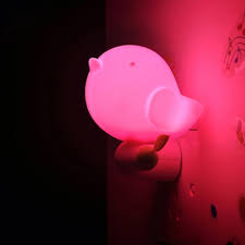 Bright Light Plug In Little Bird Kids Mini Night Light In Blue Yellow Pink Orange Beautifulhalo Com