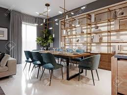A modern dining table from crate and barrel gives your space a fresh new look. Large Modern Dining Table In A Trendy Style Dining Area In A Stock Photo Picture And Royalty Free Image Image 150270339