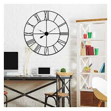 Sorbus paris oversized wall clock, centurion roman numeral hands, parisian french country rustic large decorative modern farmhouse decor ideal for living room, analog wood metal clock, 24 round. Dark Matte Metal Cut Out Roman Numeral Wall Clock Kirklands
