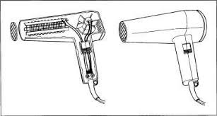 A Hair Dryer And Its Internal Parts Hair Dryer Dryer Design