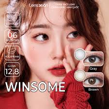 Kính áp tròng cận 6 tháng LENS XOẮN lens tự nhiên OLENS WINSOME BROWN GRAY  Kính Áp Tròng Màu Nâu Xám Lens Cận Thị Đa Độ Kính Áp Tròng Sử Dụng Lâu