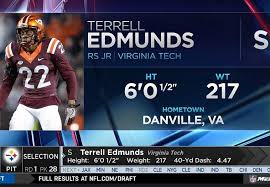 Terrell Edmunds Went In The 1st Round Of The 2018 Nfl Draft To The Steelers Terrelledmunds Nfldraft Steelers Steelers Nfl Draft Pittsburgh Steelers
