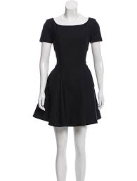 Black Christian Dior Wool Mini Dress With Bateau Neck Cap Sleeves And Concealed Zip Closure At Back Mini Dress Fashion Dresses